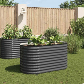 Garden Raised Bed Grey Galvanized Steel 63 x 31.5 x 31....