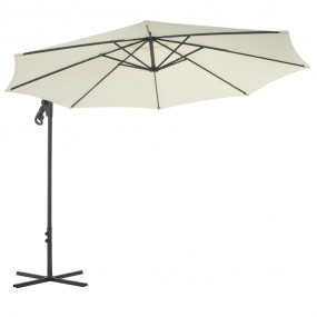 Large Cantilever Garden Parasol Sand Polyester Fabric