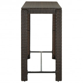 Bar Table Brown PE rattan, powder-coated steel