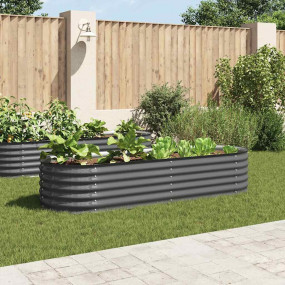 Garden Raised Bed Gray Galvanized Steel Large Durable