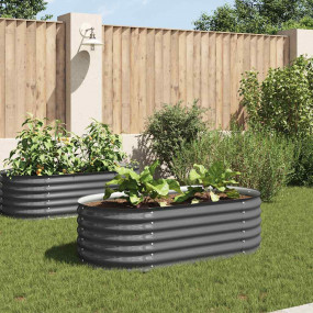 Garden Raised Bed Grey Galvanized steel 63 x 31.5 x 17....