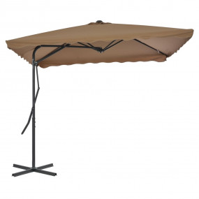 Garden Parasol Taupe Polyester Large Rotatable Garden P...