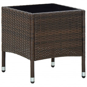 Garden Table Brown PE rattan, steel, glass Small Durabl...