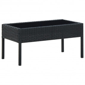 Garden Table Black PE rattan, steel, glass Medium Durab...