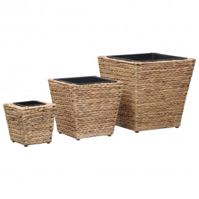 Raised Bed Set of 3 Natural Water hyacinth and steel