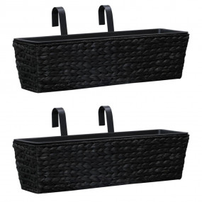 Planter Set of 2 Black Water hyacinth and steel frame