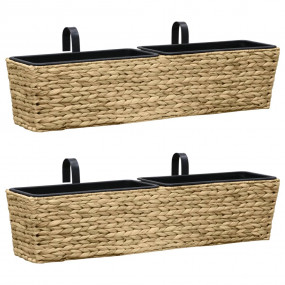 Planter Set of 2 Natural Water hyacinth and steel Mediu...