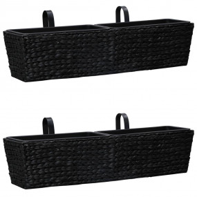 Planter Set of 2 Black Water hyacinth and steel
