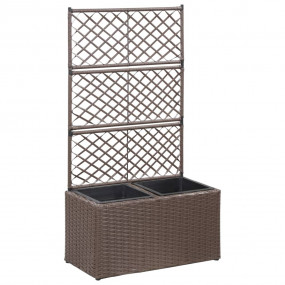 Raised Bed Brown Poly Rattan, Plastic 22.8 x 11.8 x 42....