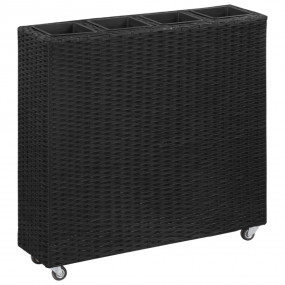 Garden Raised Bed Black Poly Rattan Medium