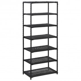 Shoe Rack Black Poly Rattan 19.7x11.8x47.2 in Lightweig...