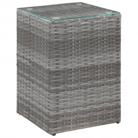 Side Table Set of 3 Gray Poly rattan, glass, metal