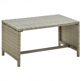 Coffee Table Beige PE Rattan, Powder-Coated Steel 70 in...