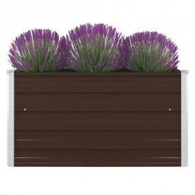 Raised Garden Bed Brown and Grey Galvanized Steel Mediu...