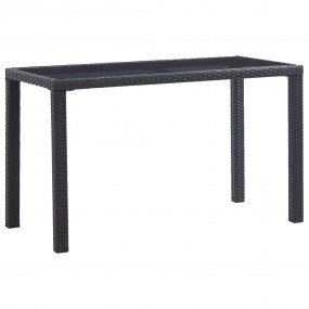Outdoor Dining Table Black Poly Rattan, Steel, Tempered...