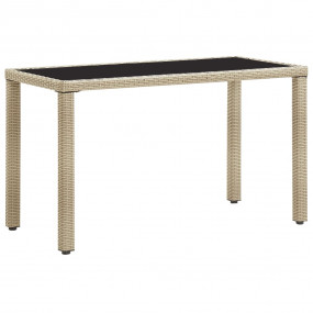 Outdoor Dining Table Beige PE rattan and steel with tem...