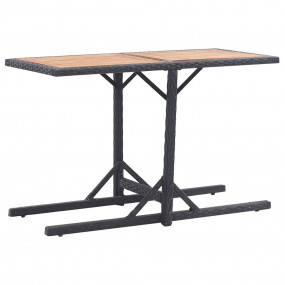 Outdoor Table Black Poly rattan and solid acacia wood M...