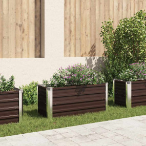Raised Bed Brown Galvanized Steel 39.4 x 15.7 x 17.7 in...