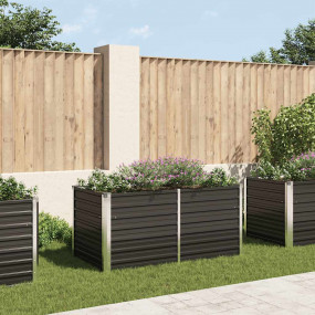 Raised Garden Bed Anthracite Galvanized Steel Medium Du...