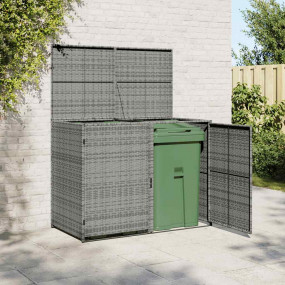 Wheelie Bin Shed Anthracite PE rattan, powder-coated st...