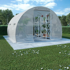 Greenhouse White Polyethylene mesh fabric and galvanize...