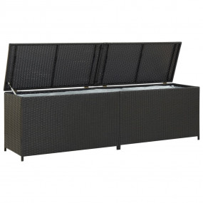 Storage Chest Black Poly Rattan, Powder-Coated Steel La...