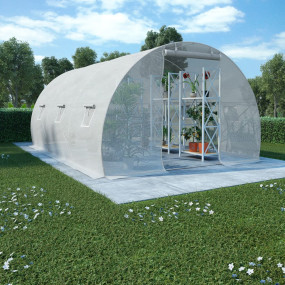 Greenhouse White PE mesh fabric, galvanized steel 145.3...