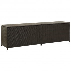 Storage Chest Brown Poly Rattan and Powder-Coated Steel
