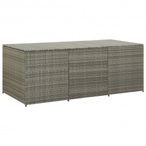 Storage Chest Grey PE Rattan, Powder-Coated Steel Large