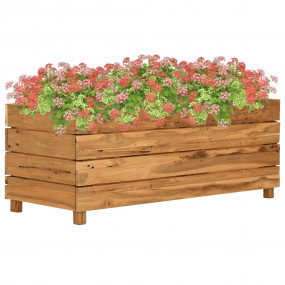 Raised Bed Natural Wood Recycled Teak Wood, Steel Mediu...