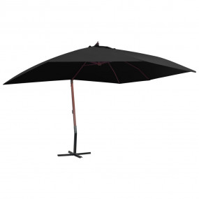 Garden Parasol Black Polyester Large UV-resistant mater...