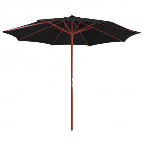 Garden Parasol Black Polyester Large Collapsible Garden...
