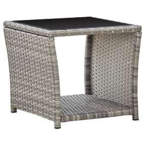 Coffee Table Grey and Black Poly Rattan Compact Durable