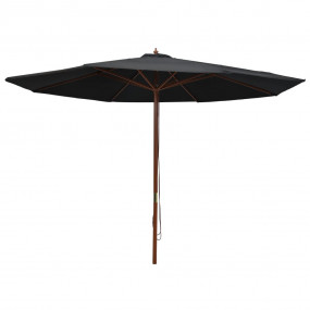 Garden Parasol Black Bamboo, hardwood, polyester Large ...