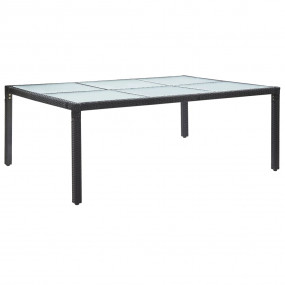 Outdoor Dining Table Black PE rattan, tough glass, stee...