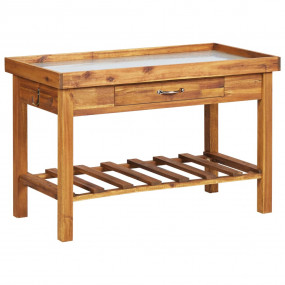 Planting Table Brown Solid acacia wood with zinc Medium