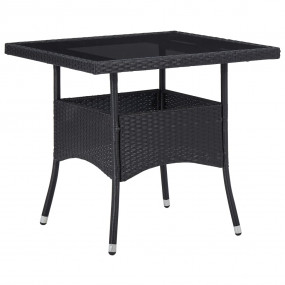 Dining Table Black PE rattan with steel frame and tempe...