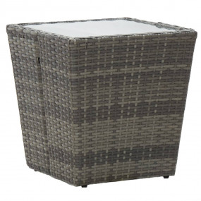 Tea Table Grey and transparent PE rattan, steel, temper...