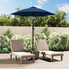 Garden Parasol Blue and Dark Grey Polyester, Aluminum M...