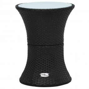 Garden Side Table Black Poly rattan, tempered glass Med...