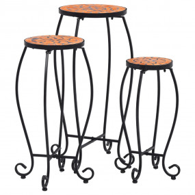 Table Set of 3 Terracotta and Black Iron frame, Ceramic...