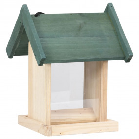 Bird Feeder Green, Natural Wood Firwood, PVC Medium Por...