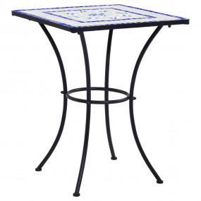 Bistro Table Blue and white Ceramic top, coated iron fr...