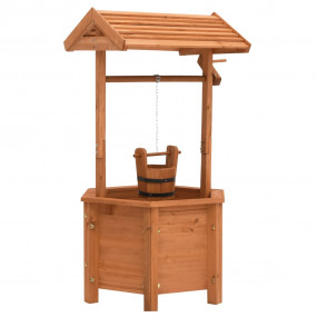 Wishing Well Planter Brown Firwood with water based pai...