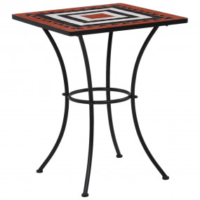 Table Terracotta and White Ceramic and Powder-Coated Ir...