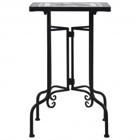 Side Table Black and White Iron Small Durable Mosaic Si...