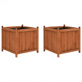 Raised Bed Set of 2 Brown Firwood with water-based pain...