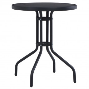 Garden Table Black Powder coated steel, silk print glas...