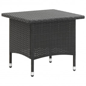 Outdoor Table Black PE Rattan 19.7x19.7x18.5 in Durable