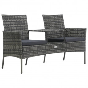 Garden Bench Anthracite PE rattan, powder-coated steel,...
